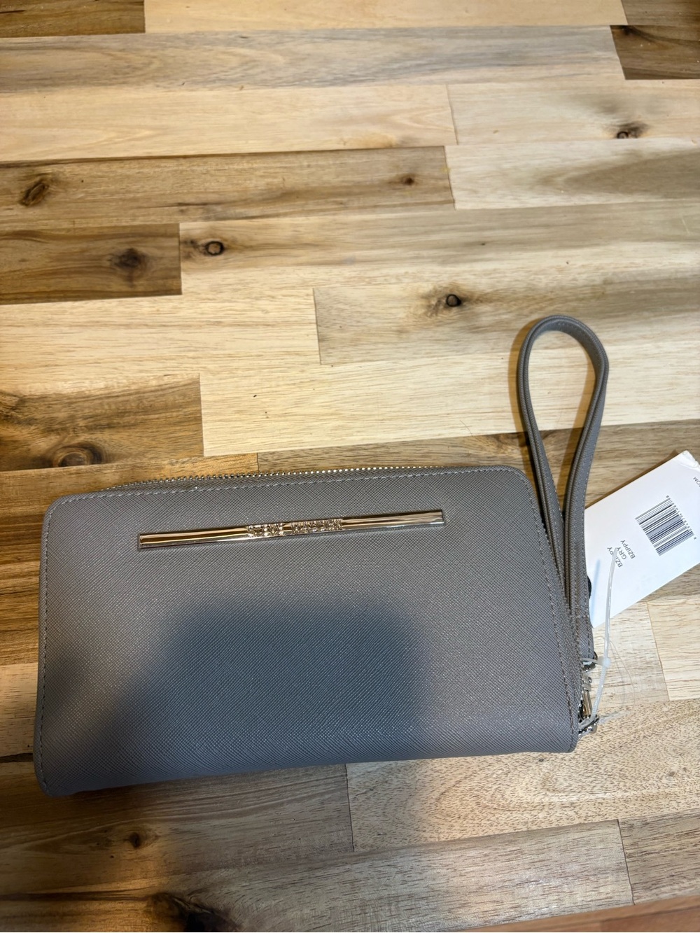 Gray Saffiano Wristlet Wallet